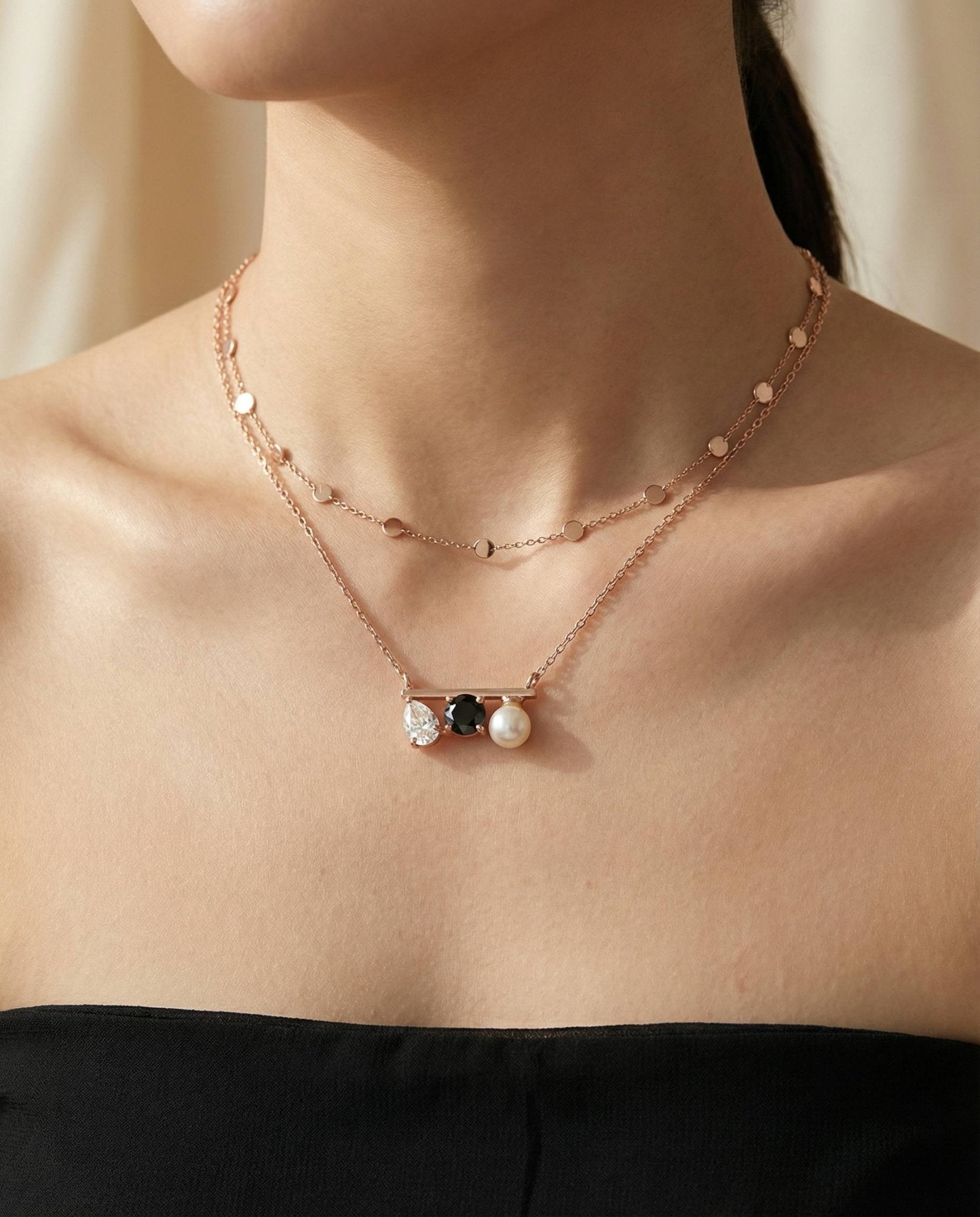 Floating Bar Necklace (Monochrome) - Love Estella