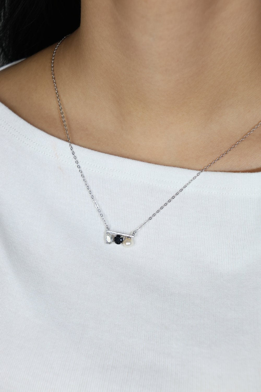 Floating Bar Necklace (Monochrome) - Love Estella