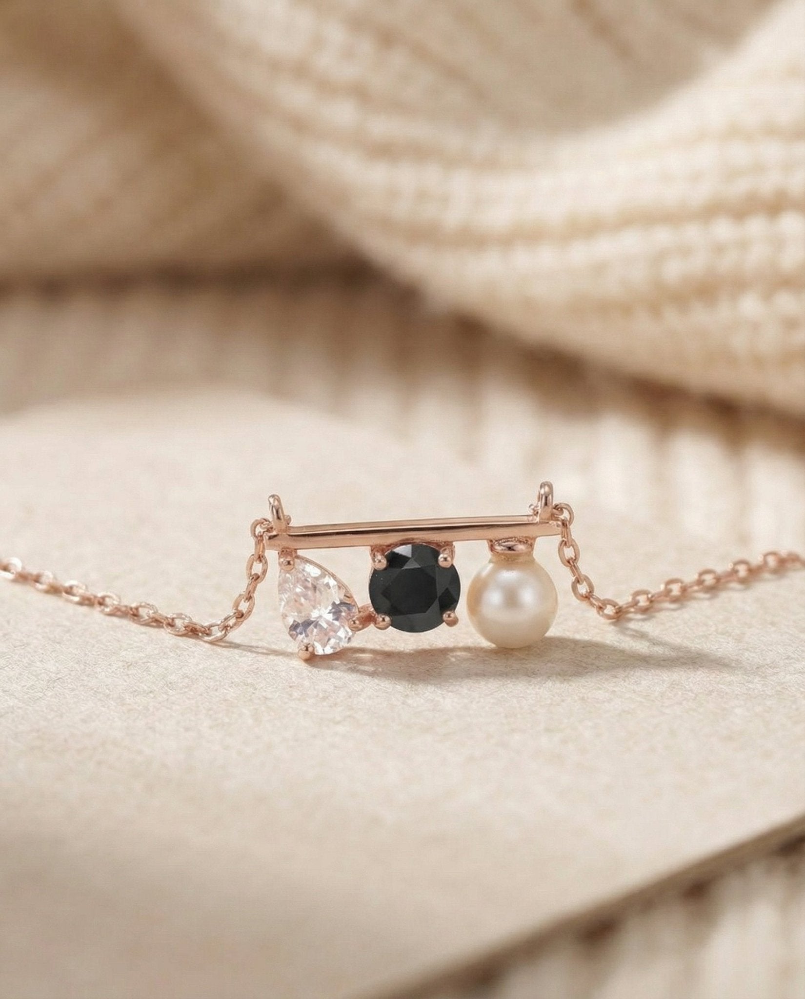 Floating Bar Necklace (Monochrome) - Love Estella