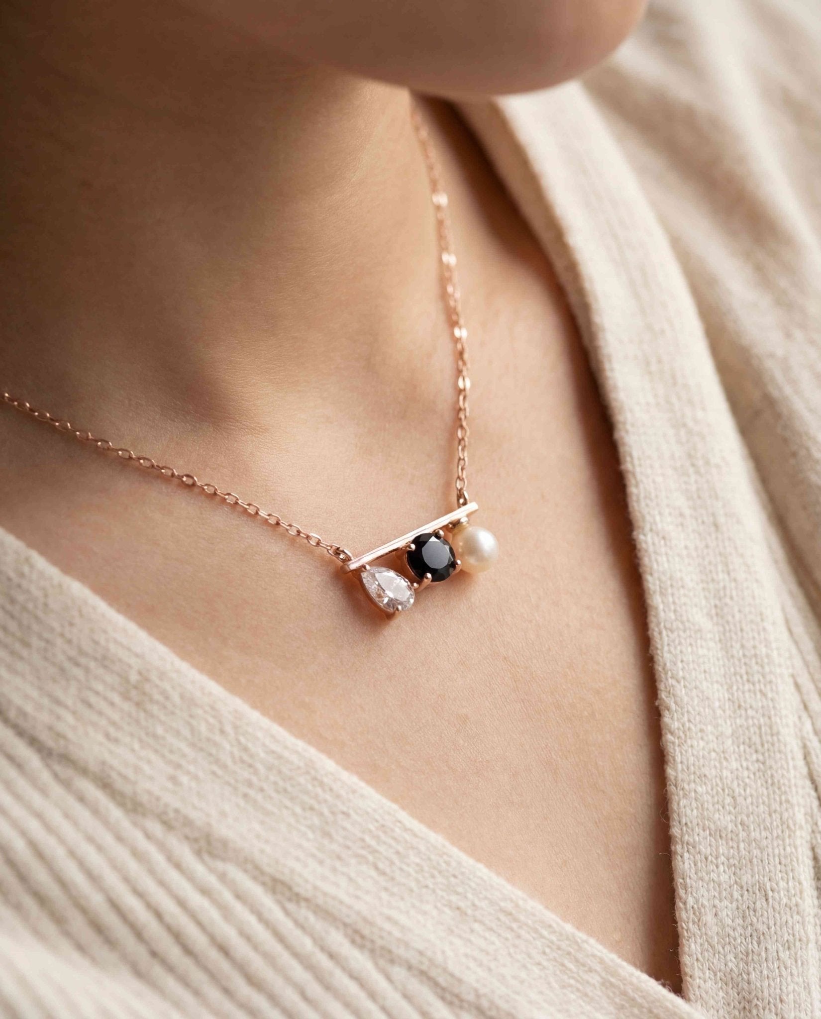 Floating Bar Necklace (Monochrome) - Love Estella