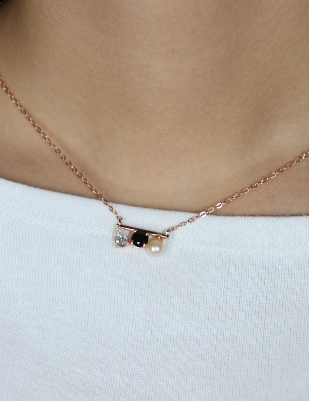 Floating Bar Necklace (Monochrome) - Love Estella