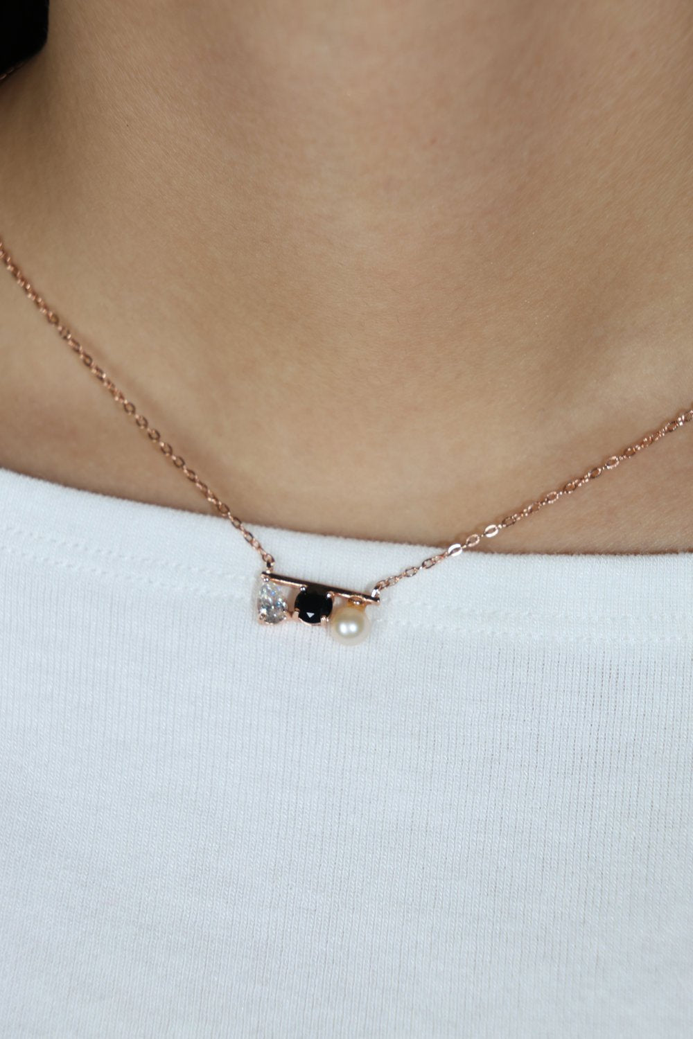 Floating Bar Necklace (Monochrome) - Love Estella