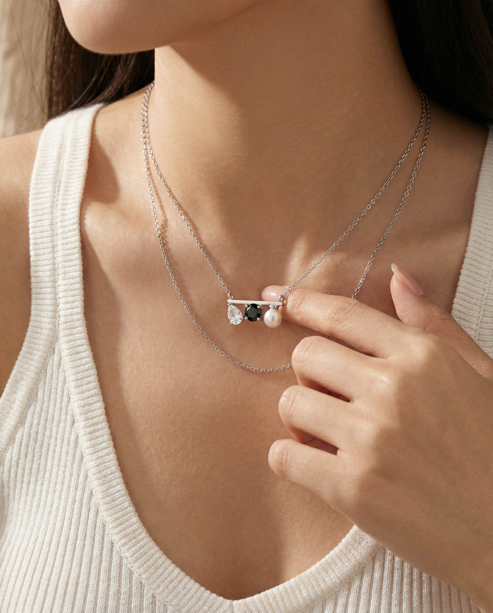 Floating Bar Necklace (Monochrome) - Love Estella