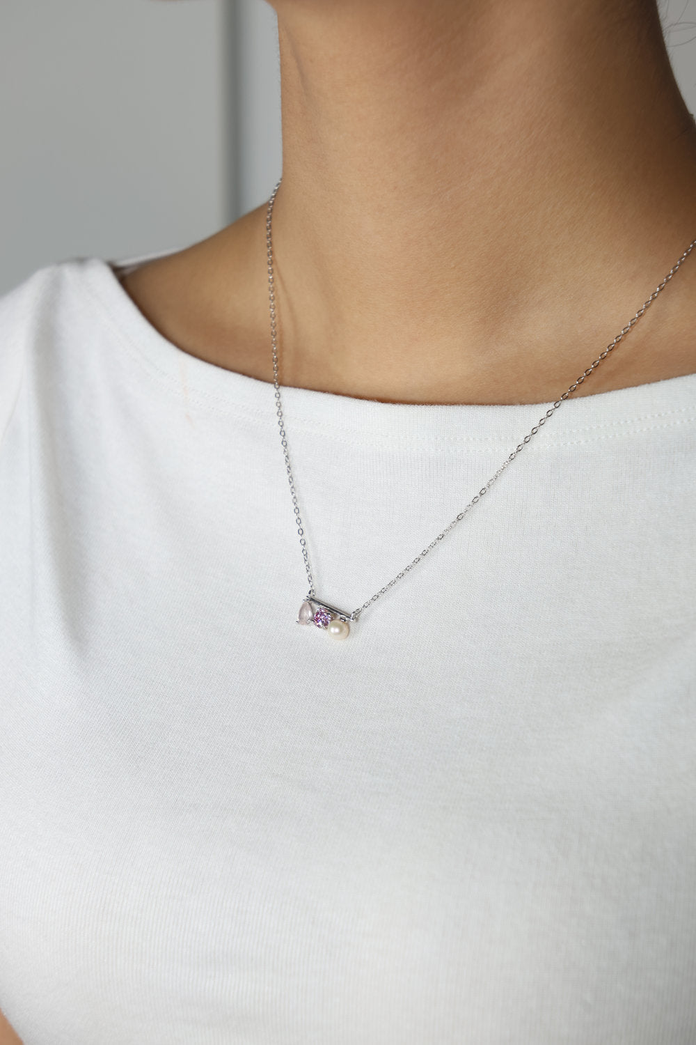 Floating Bar Necklace (Rose) - Love Estella