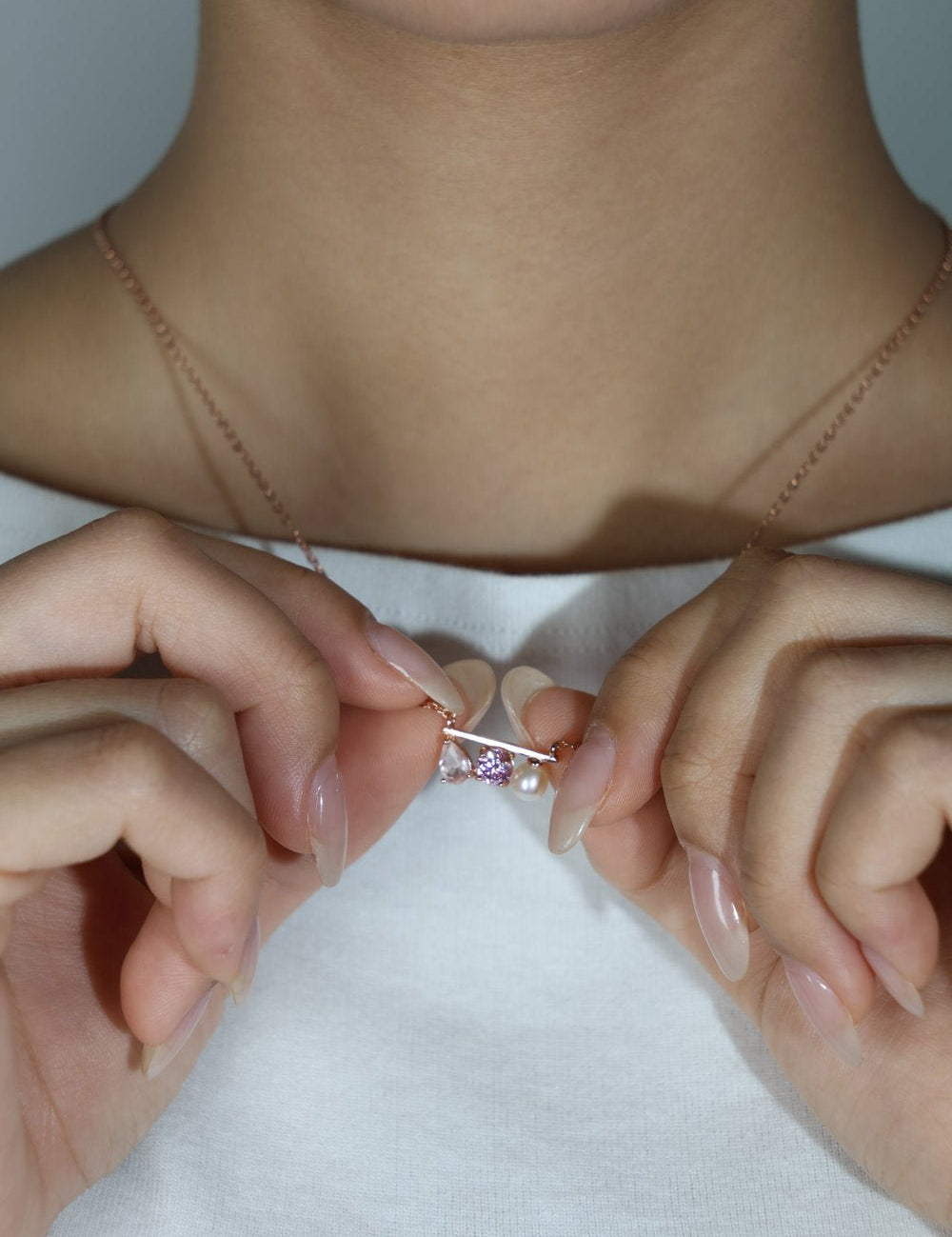 Floating Bar Necklace (Rose) - Love Estella