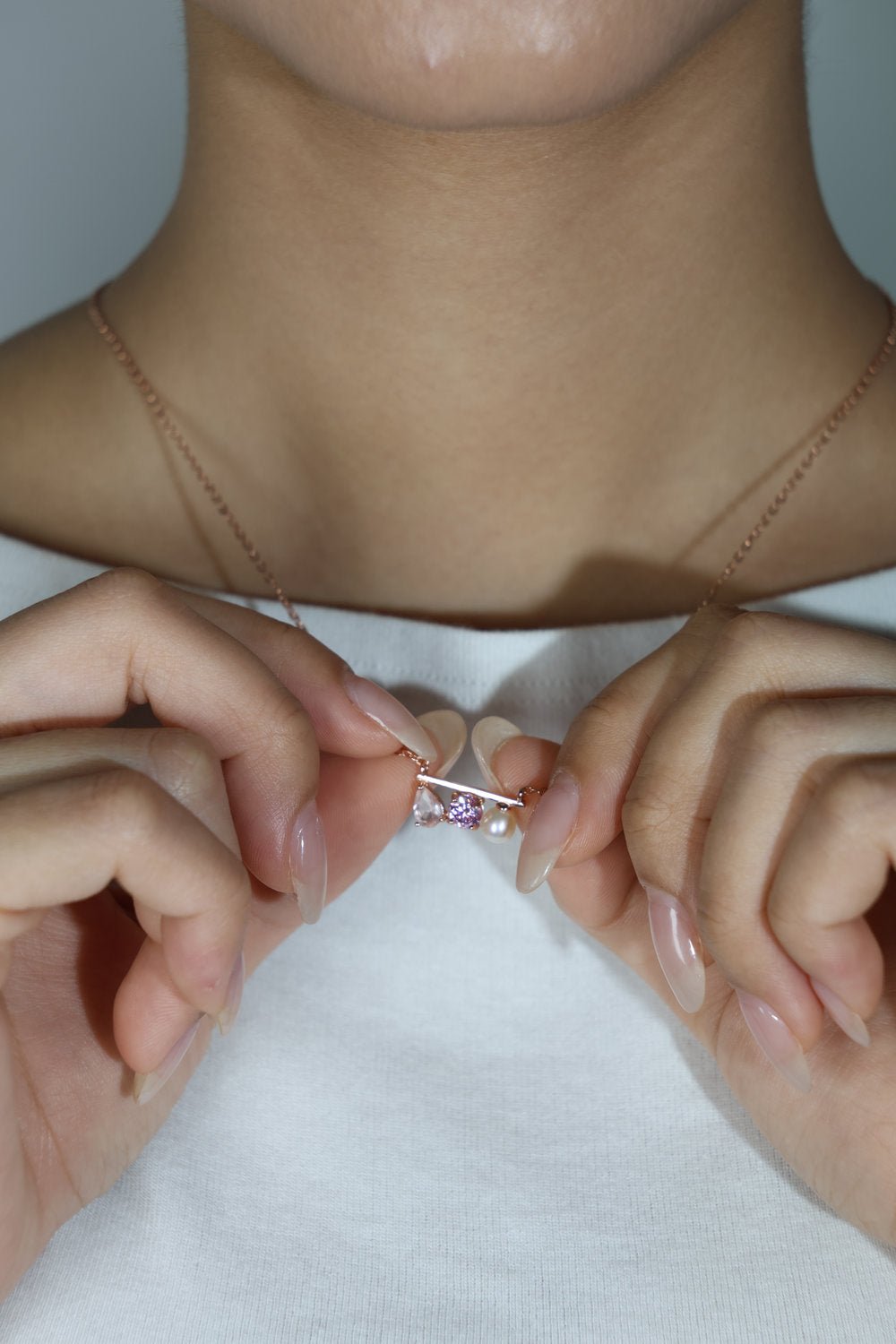 Floating Bar Necklace (Rose) - Love Estella