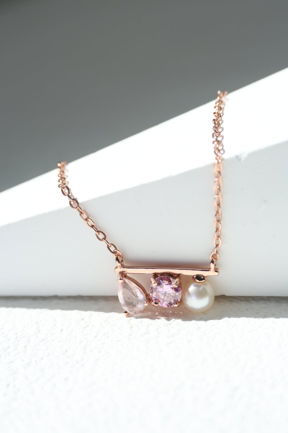 Floating Bar Necklace (Rose) - Love Estella