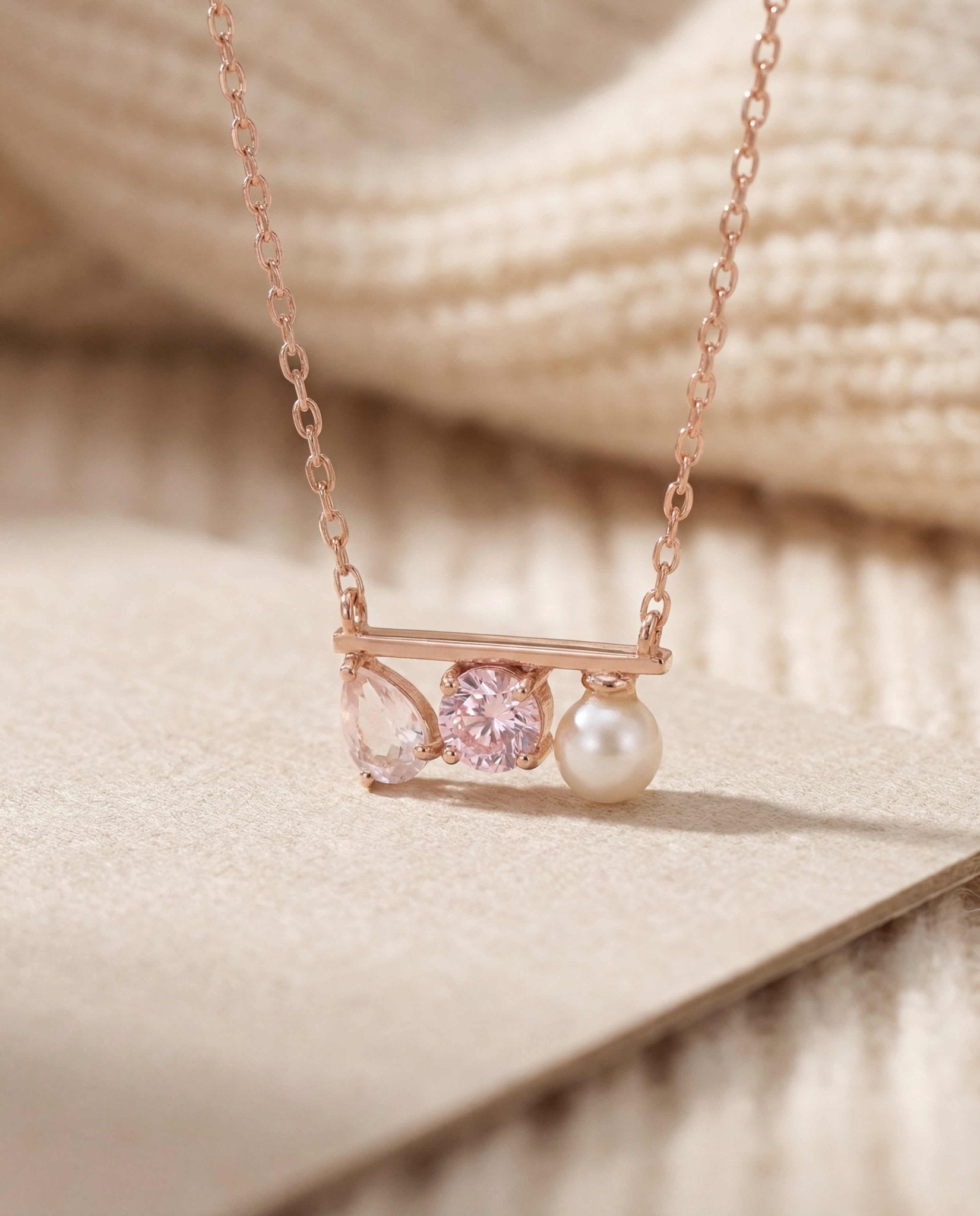 Floating Bar Necklace (Rose) - Love Estella