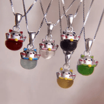 Fortune Cat Necklace (Red Agate) - Love Estella