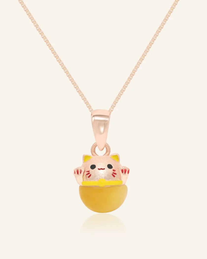 Fortune Cat Necklace (Tiger Eye) - Love Estella