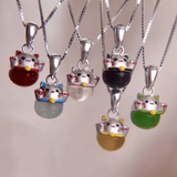 Fortune Cat Necklace (Tiger Eye) - Love Estella