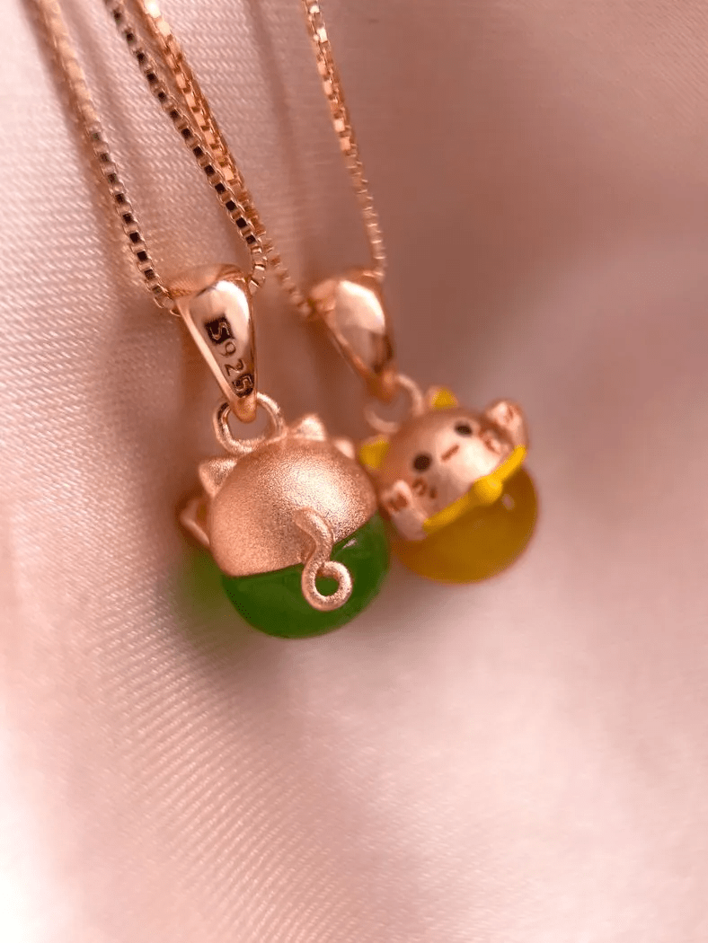 Fortune Cat Necklace (Tiger Eye) - Love Estella