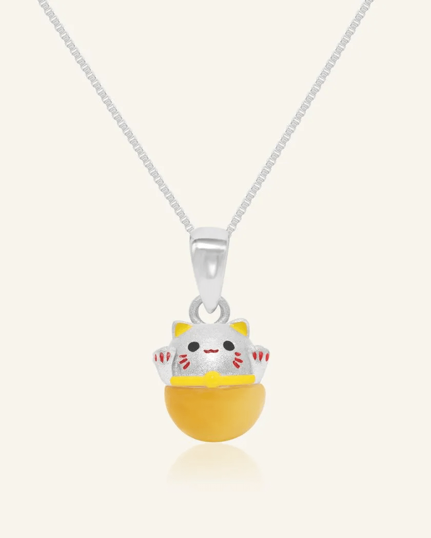 Fortune Cat Necklace (Tiger Eye) - Love Estella