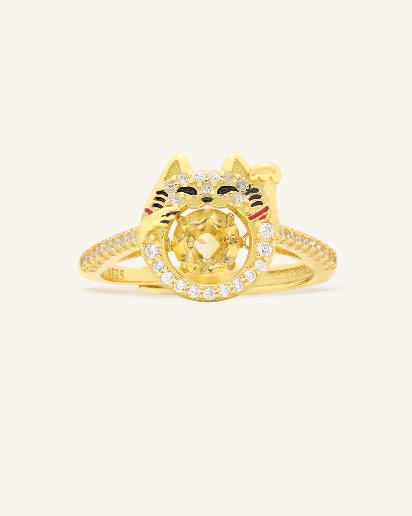 Fortune Cat Ring (Citrine) - Love Estella