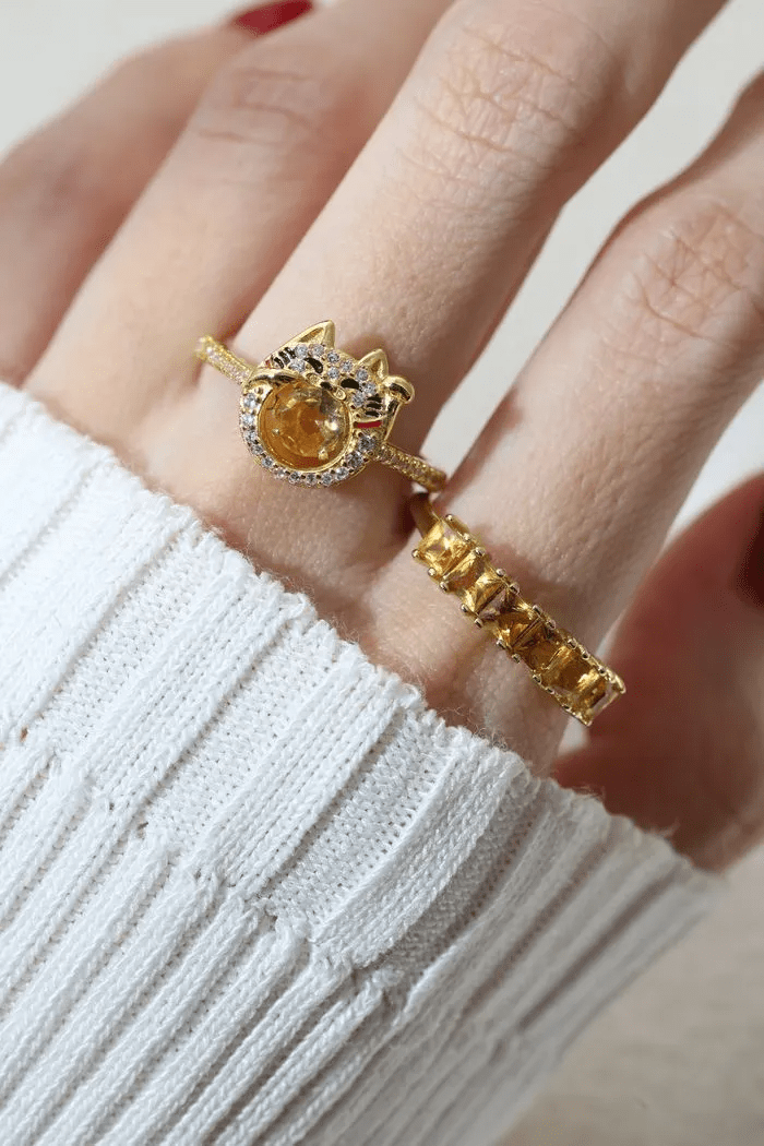Fortune Cat Ring (Citrine) - Love Estella
