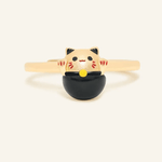 Fortune Cat Ring (Obsidian) - Love Estella