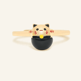 Fortune Cat Ring (Obsidian) - Love Estella