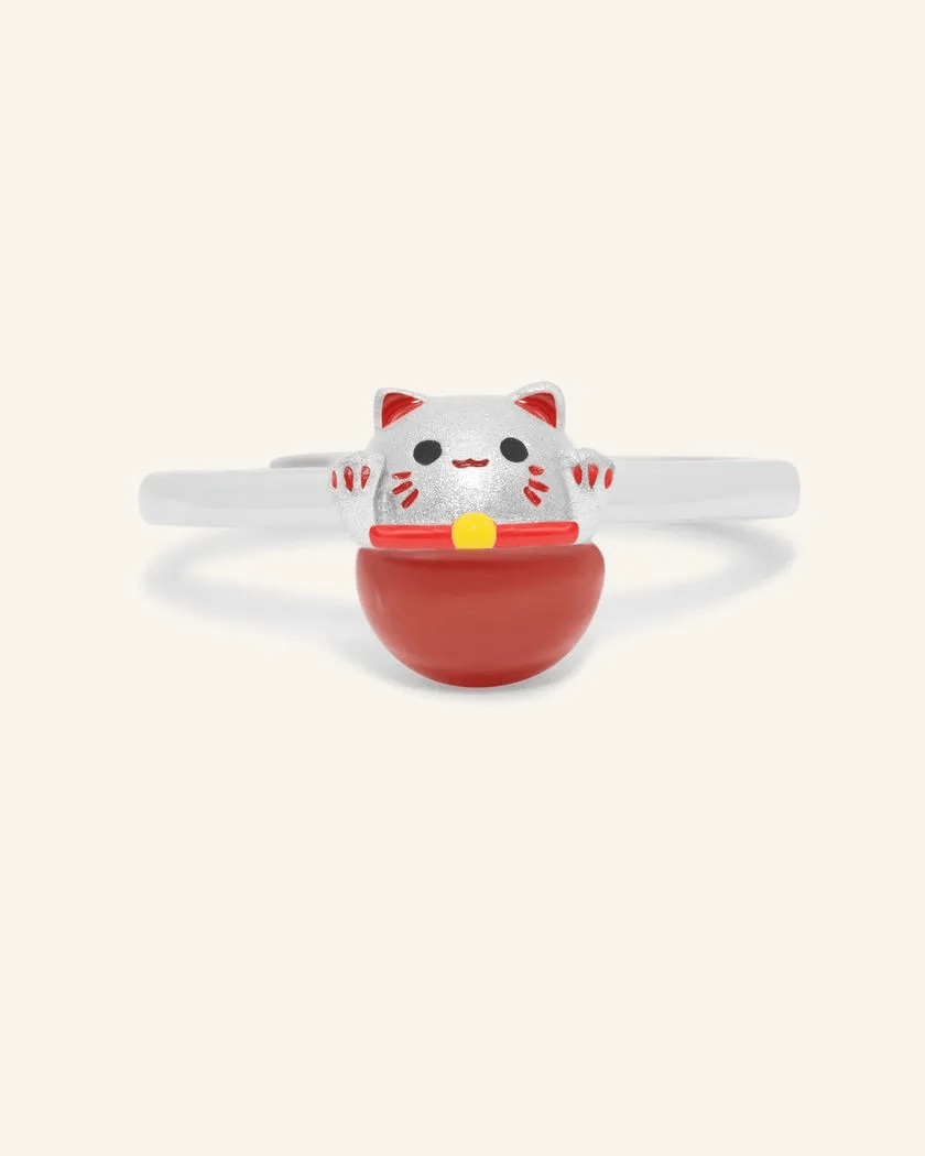 Fortune Cat Ring (Red Agate) - Love Estella