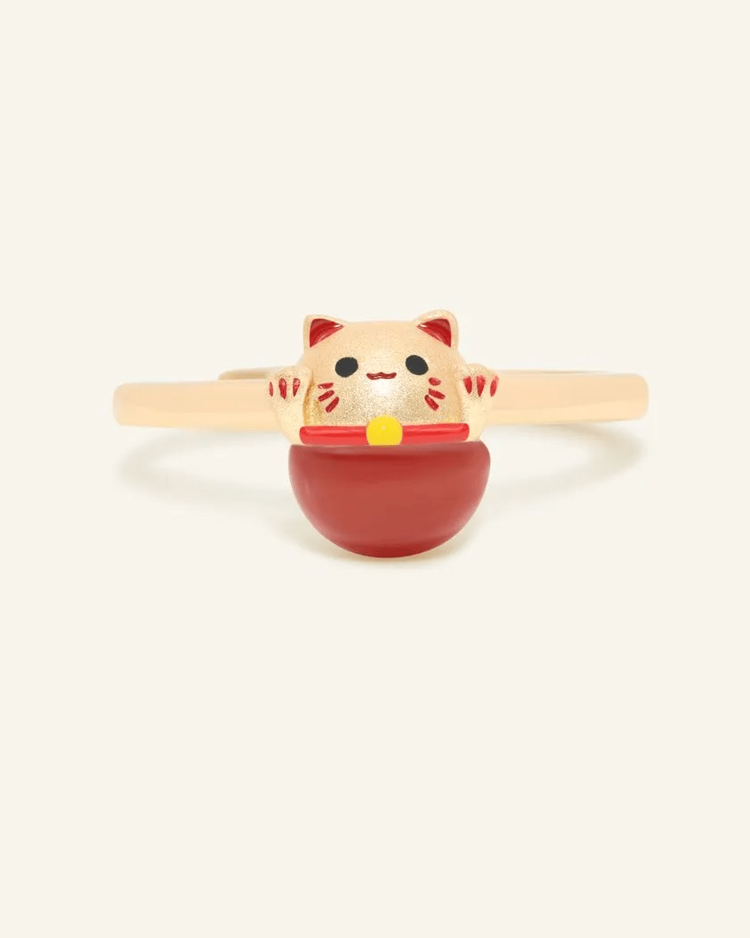 Fortune Cat Ring (Red Agate) - Love Estella