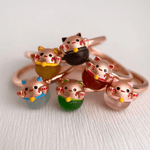 Fortune Cat Ring (Red Agate) - Love Estella