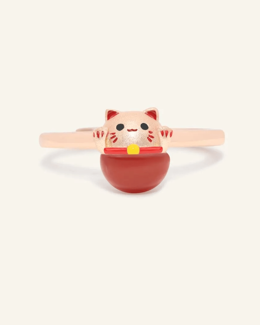 Fortune Cat Ring (Red Agate) - Love Estella