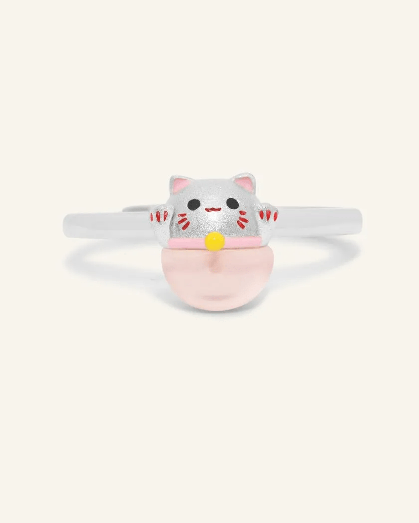 Fortune Cat Ring (Rose Quartz) - Love Estella