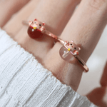 Fortune Cat Ring (Rose Quartz) - Love Estella