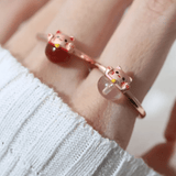 Fortune Cat Ring (Rose Quartz) - Love Estella
