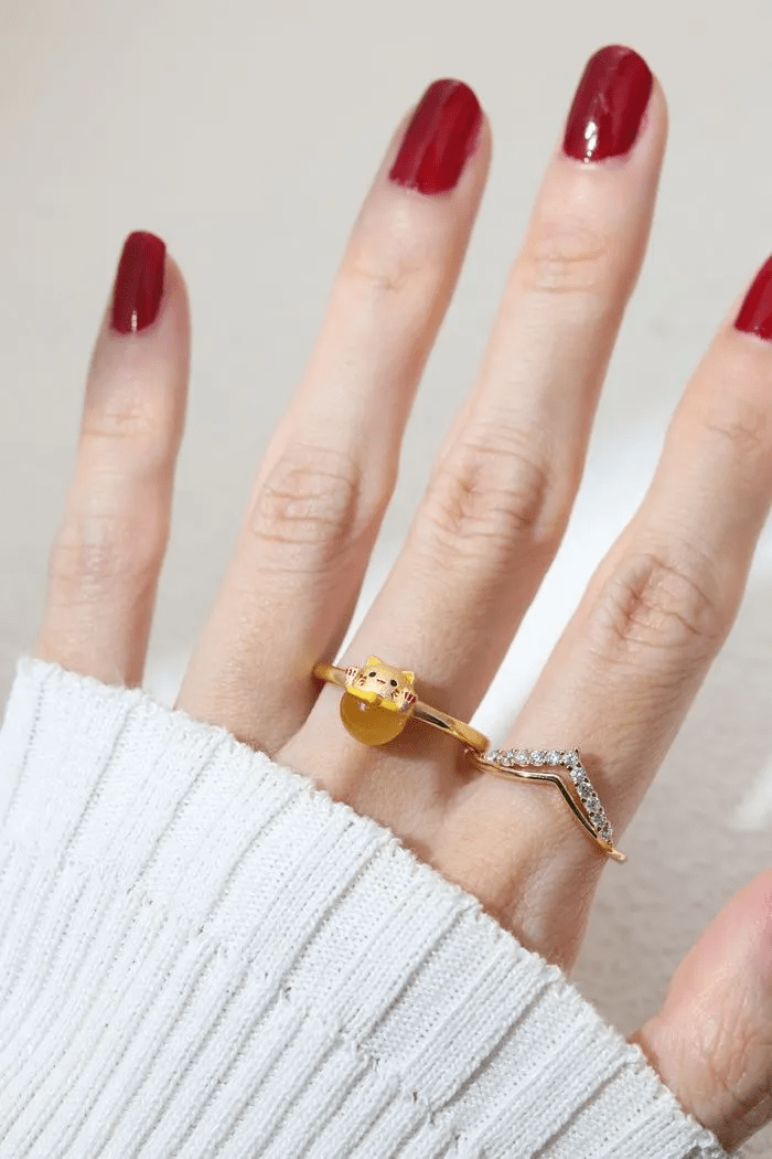 Fortune Cat Ring (Tiger Eye) - Love Estella