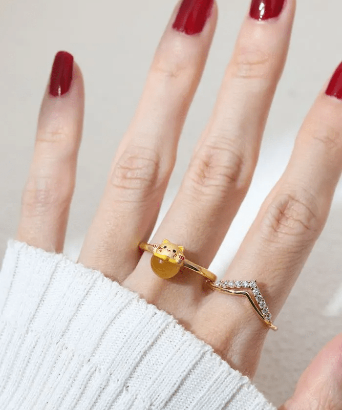 Fortune Cat Ring in Tiger Eye, product image 3