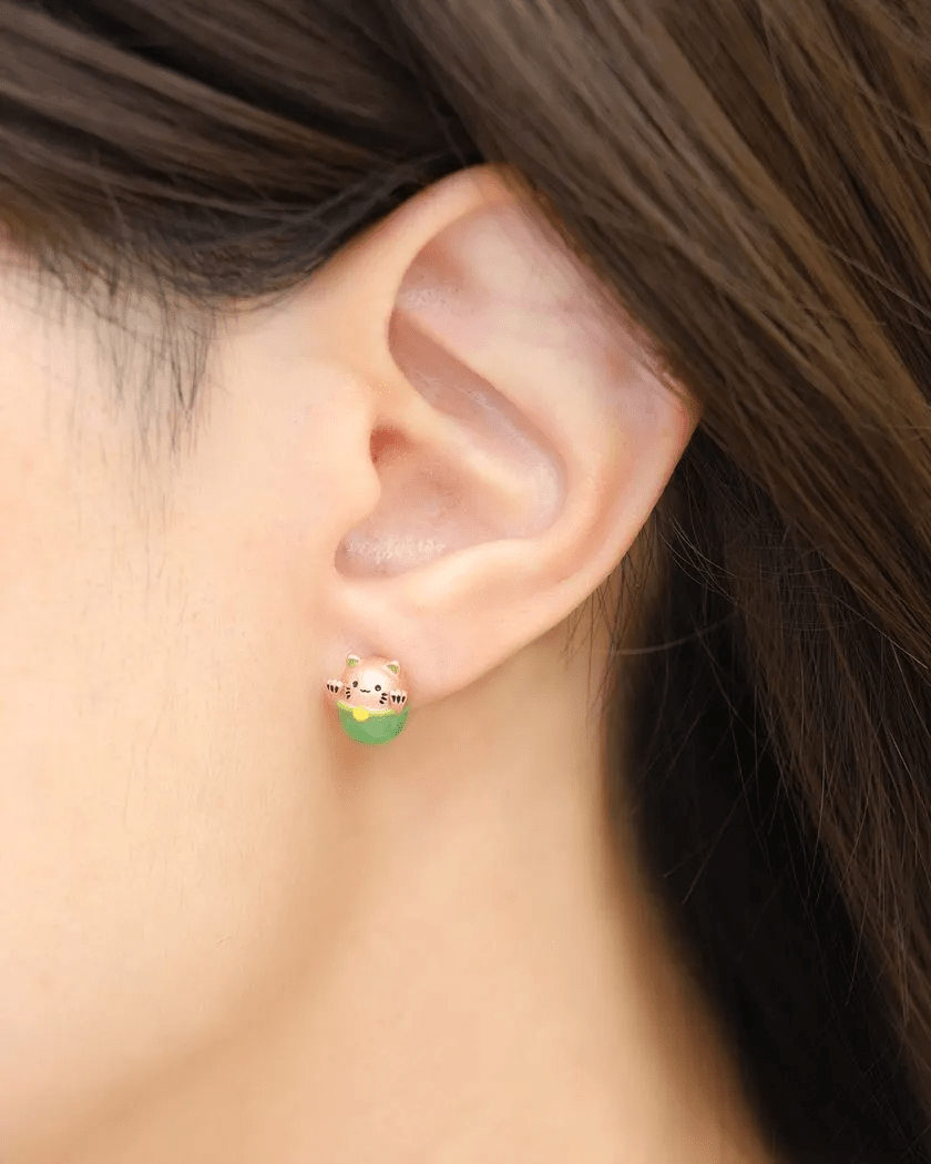 Fortune Cat Studs (Australian Jade) - Love Estella