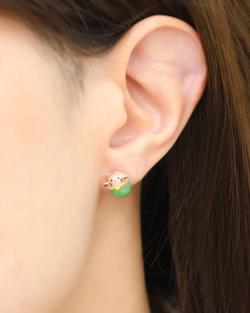 Fortune Cat Studs (Australian Jade) - Love Estella