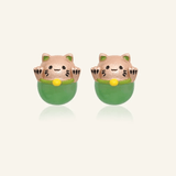 Fortune Cat Studs (Australian Jade) - Love Estella