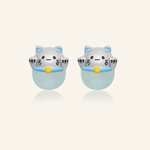 Fortune Cat Studs (Blue Chalcedony) - Love Estella