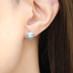 Fortune Cat Studs (Blue Chalcedony) - Love Estella