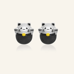 Fortune Cat Studs (Obsidian) - Love Estella