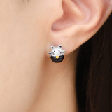 Fortune Cat Studs (Obsidian) - Love Estella