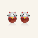 Fortune Cat Studs (Red Agate) - Love Estella