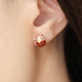 Fortune Cat Studs (Red Agate) - Love Estella