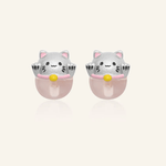 Fortune Cat Studs (Rose Quartz) - Love Estella