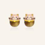 Fortune Cat Studs (Tiger Eye) - Love Estella
