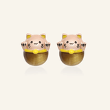 Fortune Cat Studs (Tiger Eye) - Love Estella