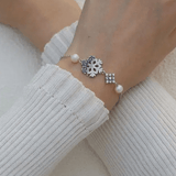 Frosted Snowflake Pearl Bracelet - Love Estella
