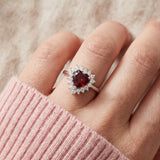 Garnet Heart Halo Ring