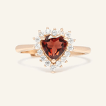 Garnet Heart Halo Ring - Love Estella