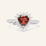 Garnet Heart Halo Ring - Love Estella