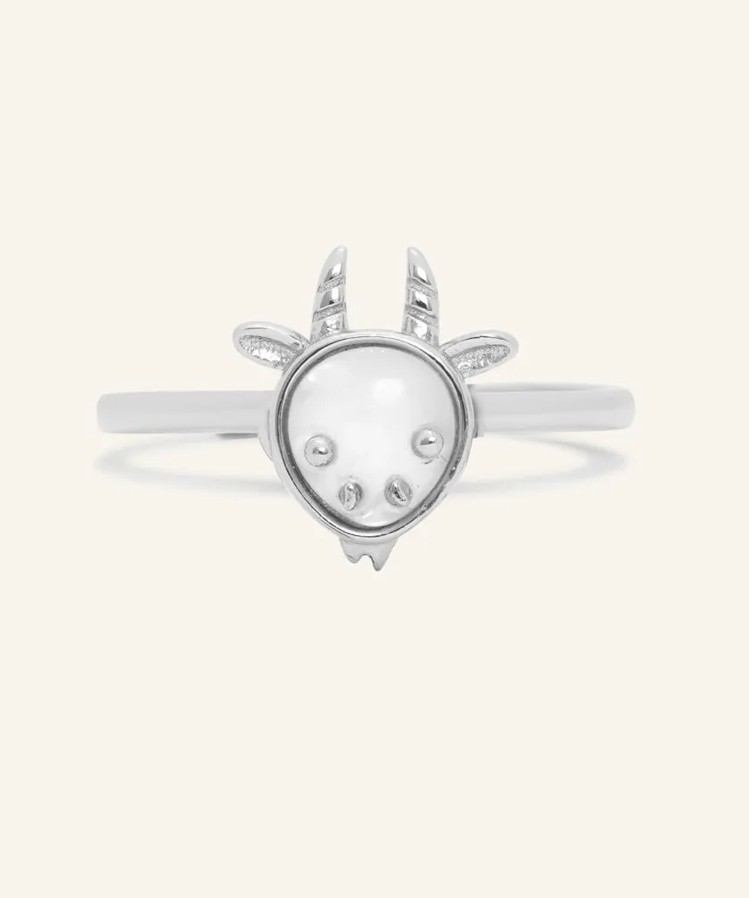 Goat Zodiac MOP Ring - Love Estella