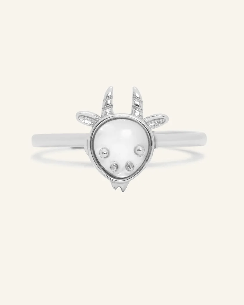 Goat Zodiac MOP Ring - Love Estella