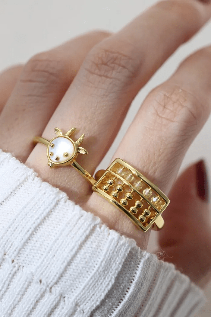 Goat Zodiac MOP Ring - Love Estella