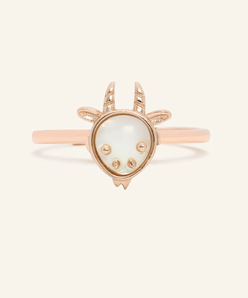 Goat Zodiac MOP Ring - Love Estella